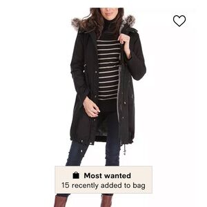 EUC Seraphine Black Puffer Coat with Fur-Trimmed Hood - Sz S